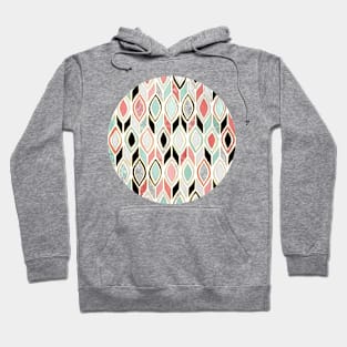 Patchwork Pattern in Coral, Mint, Black & White Hoodie